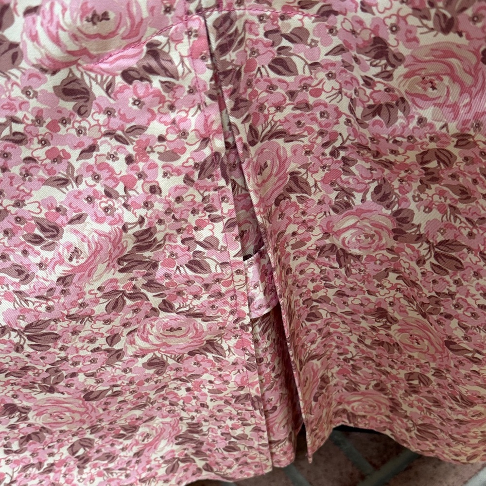London Fog Pink Floral Double-Breasted Trench Coat, Size L Petite, EUC - Picture 7 of 8